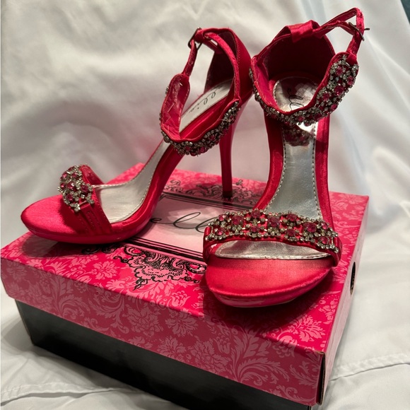 Ellie Shoes - Beautiful Rhinestone Sandals by Ellie - 4” heel - Fuscia